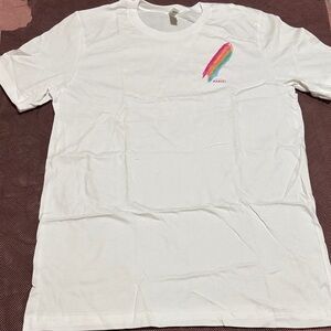 Maison Marcel White T-Shirt with Colorful Feather Design